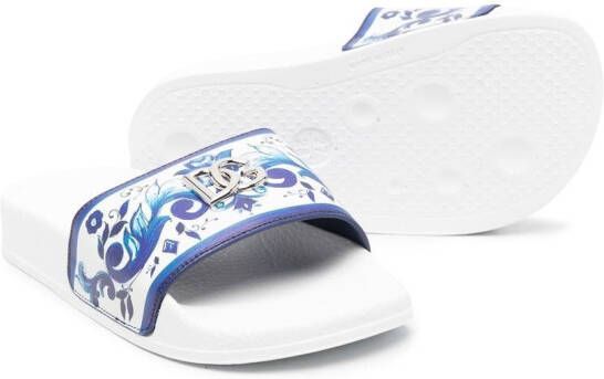 Dolce & Gabbana Kids Slippers met barokprint Wit