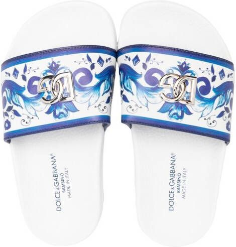 Dolce & Gabbana Kids Slippers met barokprint Wit