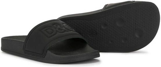 Dolce & Gabbana Kids Slippers met logo Zwart
