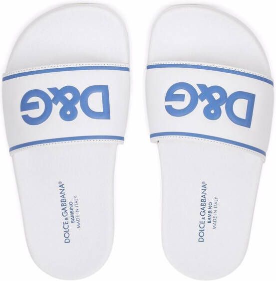 Dolce & Gabbana Kids Slippers met logoprint Wit