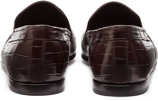 Dolce & Gabbana Leren loafers met krokodillen-reliëf Bruin