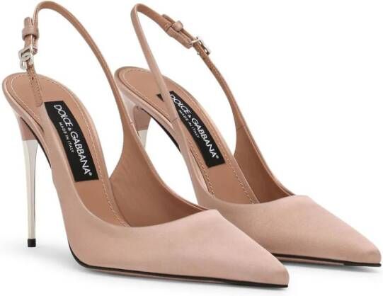 Dolce & Gabbana Leren slingback pumps Beige