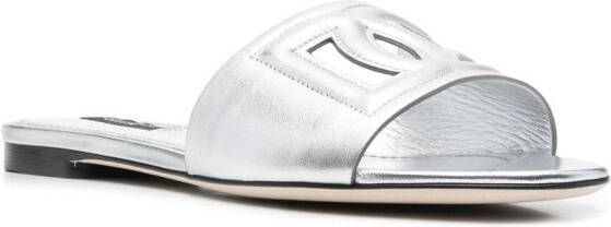 Dolce & Gabbana Leren slippers Zilver