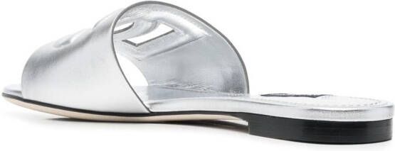 Dolce & Gabbana Leren slippers Zilver