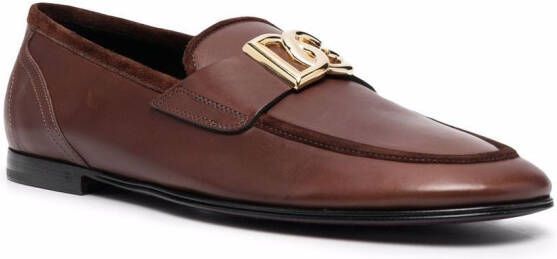 Dolce & Gabbana Loafers met DG plakkaat Bruin