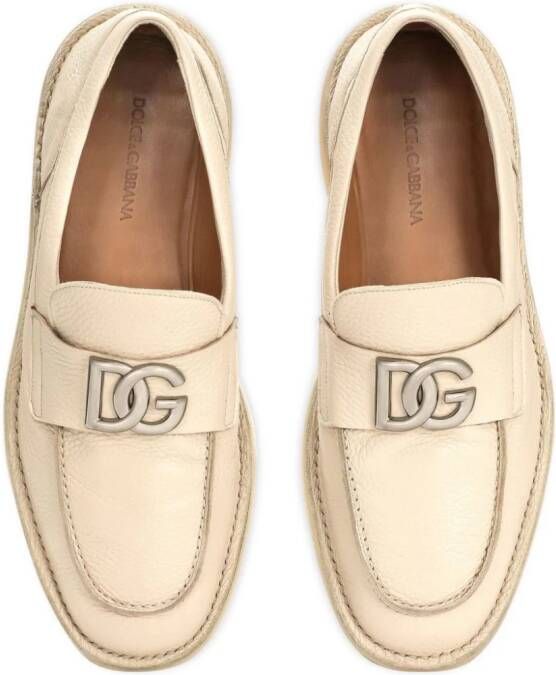 Dolce & Gabbana Loafers met logoplakkaat Beige