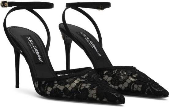 Dolce & Gabbana logo-lettering lace-detailing pumps Zwart