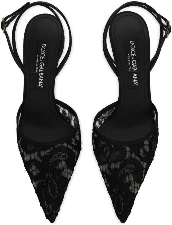 Dolce & Gabbana logo-lettering lace-detailing pumps Zwart