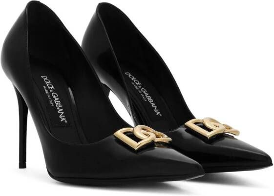 Dolce & Gabbana logo-lettering leather pumps Zwart