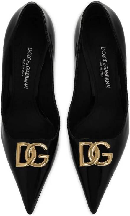 Dolce & Gabbana logo-lettering leather pumps Zwart