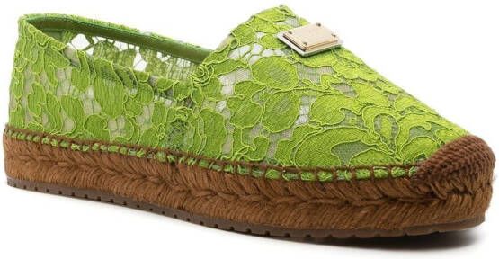 Dolce & Gabbana Espadrilles met logoplakkaat Groen