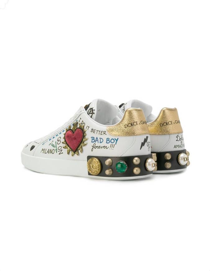 Dolce & Gabbana low top sneakers met logo Wit