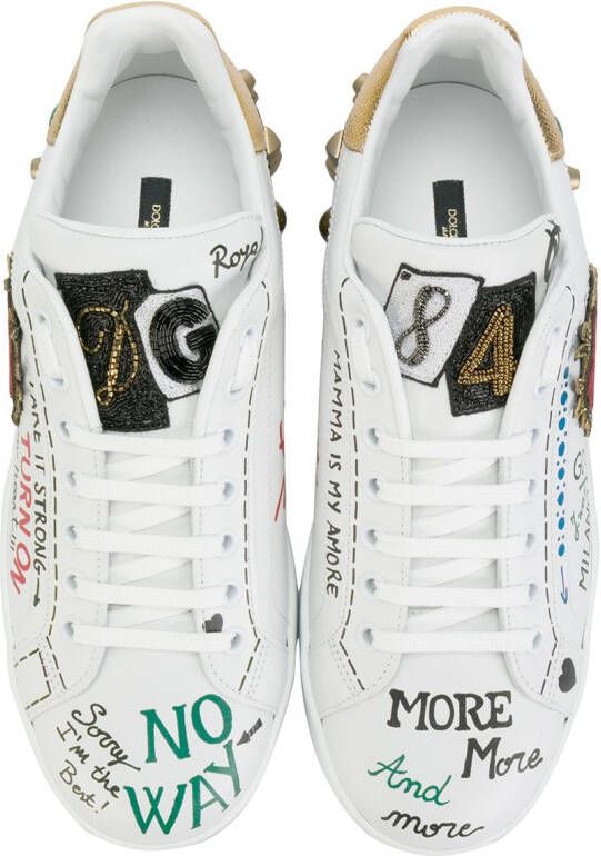 Dolce & Gabbana low top sneakers met logo Wit