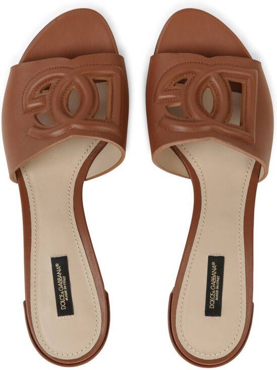 Dolce & Gabbana 40 mm DG Millennials leren sandalen Bruin