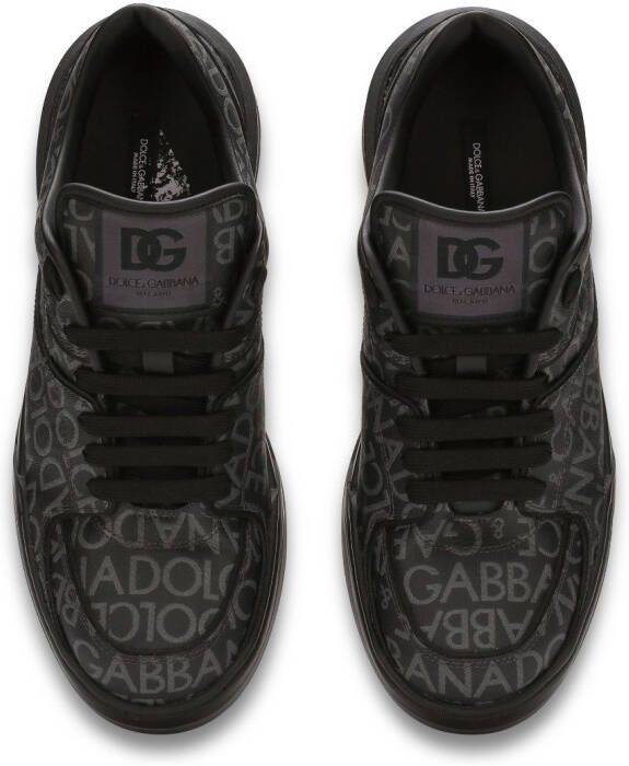 Dolce & Gabbana New Roma sneakers met jacquard Zwart