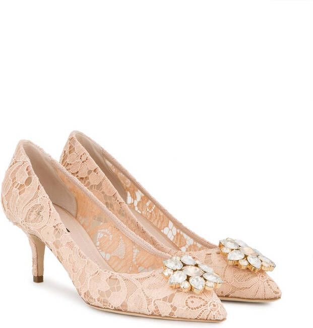 Dolce & Gabbana Pink Bellucci Crystal 70 Lace pumps Beige