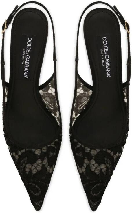 Dolce & Gabbana pointed-toe lace-panelled pumps Zwart