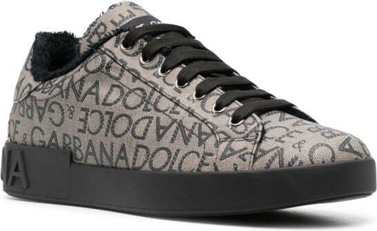 Dolce & Gabbana Portofino sneakers met jacquard Zwart