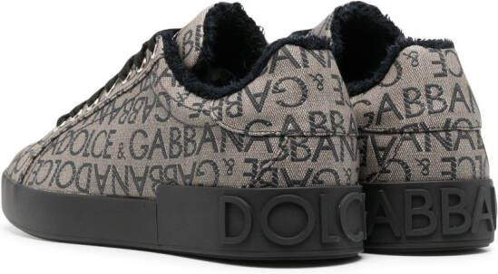 Dolce & Gabbana Portofino sneakers met jacquard Zwart