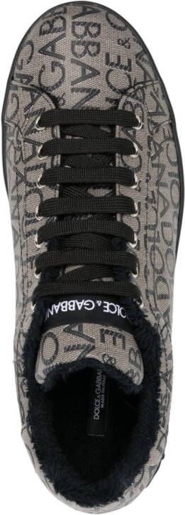 Dolce & Gabbana Portofino sneakers met jacquard Zwart