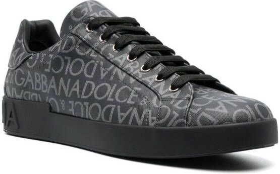 Dolce & Gabbana Portofino sneakers met jacquard Zwart