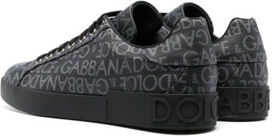 Dolce & Gabbana Portofino sneakers met jacquard Zwart