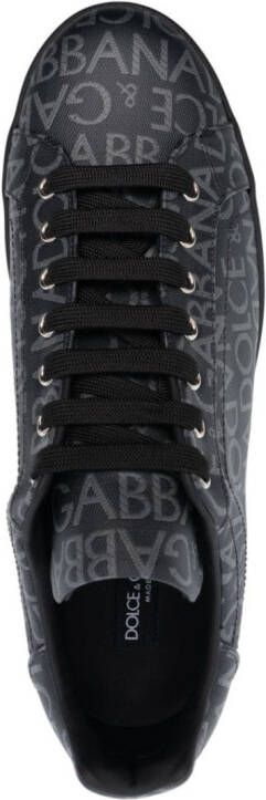 Dolce & Gabbana Portofino sneakers met jacquard Zwart