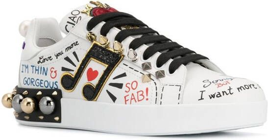 Dolce & Gabbana Portofino sneakers met applicatie Wit