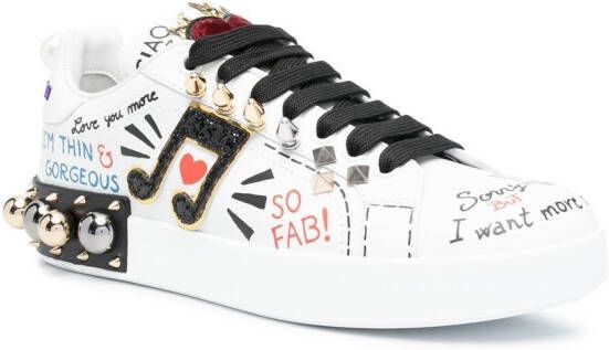 Dolce & Gabbana Portofino sneakers met applicatie Wit