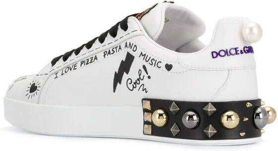 Dolce & Gabbana Portofino sneakers met applicatie Wit