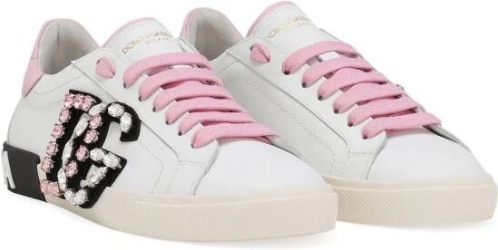 Dolce & Gabbana Portofino sneakers met logo van stras Wit