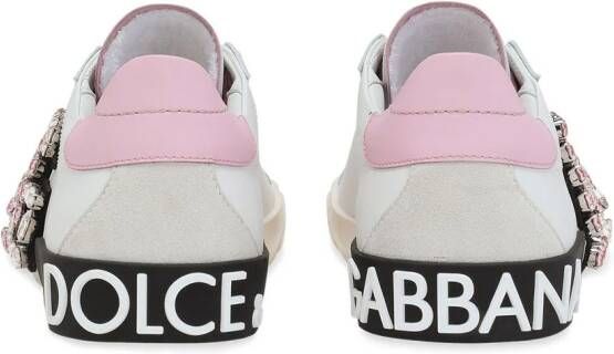 Dolce & Gabbana Portofino sneakers met logo van stras Wit