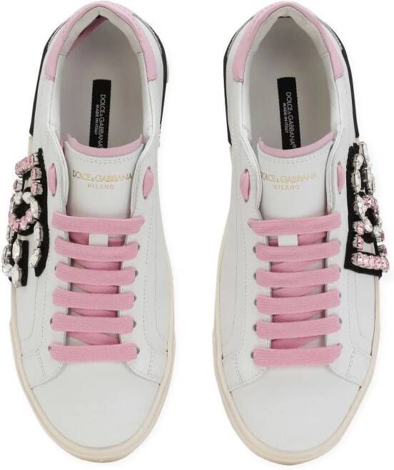 Dolce & Gabbana Portofino sneakers met logo van stras Wit