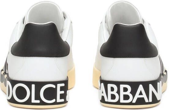 Dolce & Gabbana Portofino leren sneakers met logoprint Wit