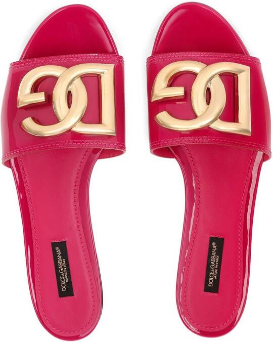 Dolce & Gabbana Lakleren sandalen met logo Roze