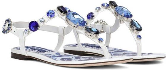 Dolce & Gabbana Lakleren sandalen met sieraden Wit