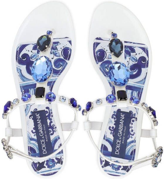 Dolce & Gabbana Lakleren sandalen met sieraden Wit