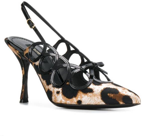 Dolce & Gabbana Slingbacks muiltjes met luipaardprint Zwart