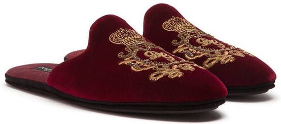 Dolce & Gabbana Slippers met borduurwerk Rood