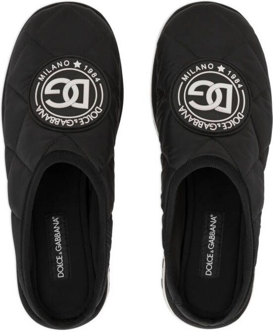 Dolce & Gabbana Slippers met logopatch Zwart