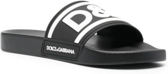 Dolce & Gabbana Slippers met logoprint Zwart