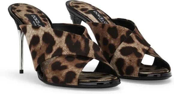 Dolce & Gabbana Stiletto muiltjes met luipaardprint Bruin