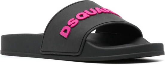 DSQUARED2 Slippers met logo-reliëf Zwart