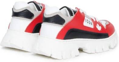 Dsquared2 Kids Icon leren sneakers met vlakken Rood