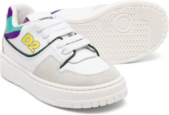 Dsquared2 Kids Leren sneakers met logoprint Wit