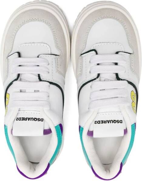 Dsquared2 Kids Leren sneakers met logoprint Wit