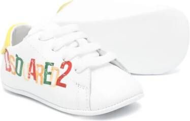 Dsquared2 Kids Leren sneakers met logoprint Wit