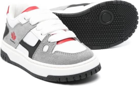 Dsquared2 Kids Leren sneakers met suède vlakken Grijs