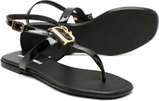 Dsquared2 Kids Sandalen met logoplakkaat Zwart