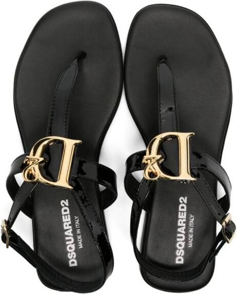 Dsquared2 Kids Sandalen met logoplakkaat Zwart